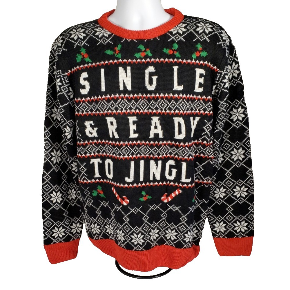 Ugly Christmas Sweater Single & Ready To Jingle Adult L‎ Holiday NWT